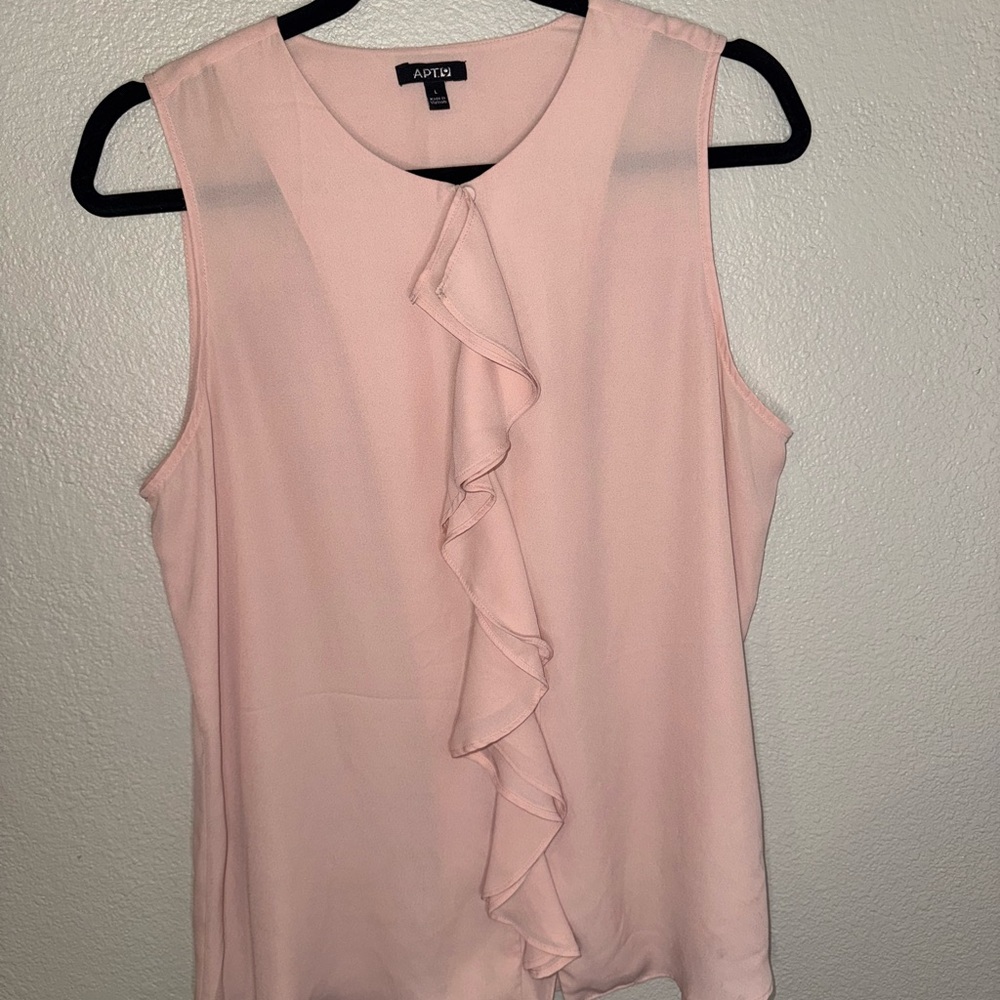 Apt. 9 Women's Blush Ruffle Front Blouse